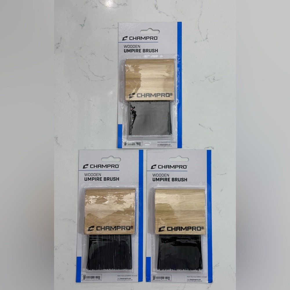 Champro Wooden Umpire Brush ⚾️ Set of 3 – Baseball/Softball Plate Brushes – New